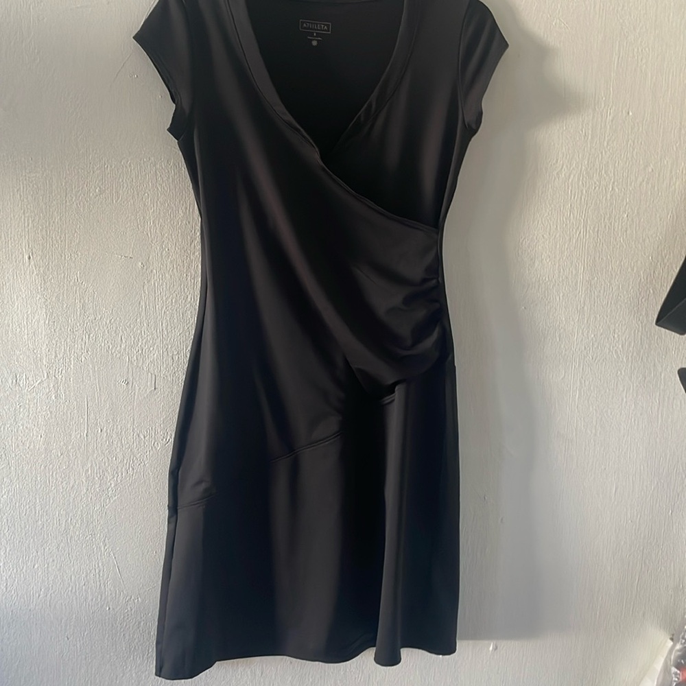 Athleta Nectar Faux Wrap Dress Black Women's Size S